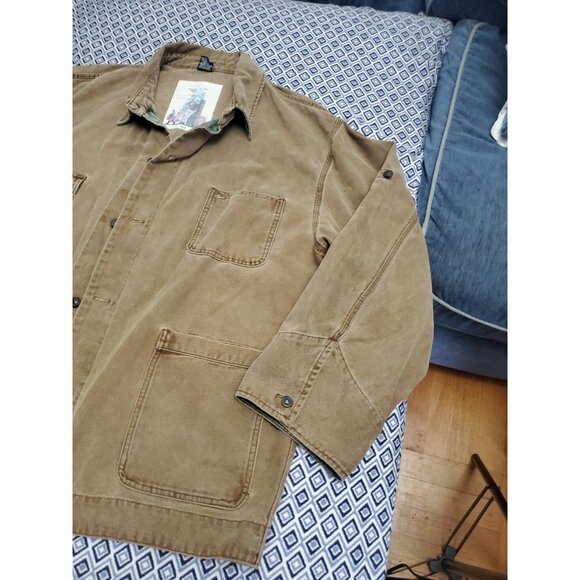 Vintage Levis X Dockers Coat Men's XL Denim Tick Jacket Mid Length Barn - Picture 15 of 16